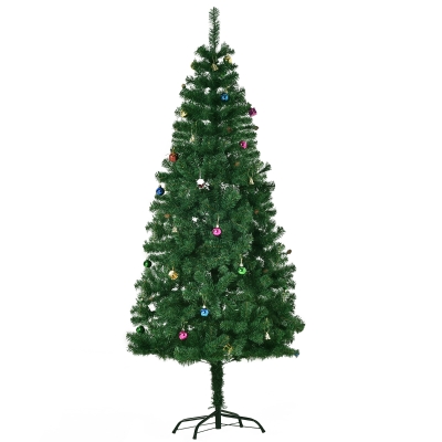 HOMCOM Árbol de Navidad Artificial 180 cm con 624 Ramas Adornos Piñas Decoración Navideña para Interiores Verde