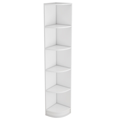 Eckbücherregal aus MDF, fünfschichtiges Design, platzsparendes dreieckiges Design, 42 x 30 x 180 cm, Weiß