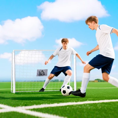 HOMCOM Porta da Calcio da Esterno con Bersaglio Bianco