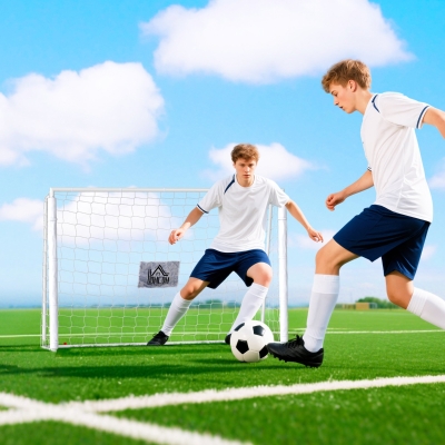 HOMCOM Baliza de Futebol com Suporte de Metal e Rede para Treino e Diversão de Futebol no Jardim Ar Livre 186x62x123 cm Branco