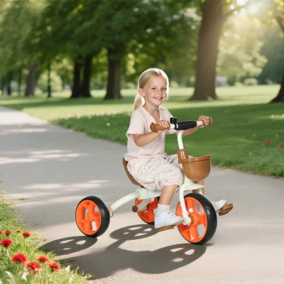AIYAPLAY Kids Trike with Basket EVA Wheels Orange