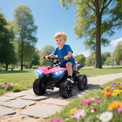 AIYAPLAY 6V Kids ATV Ride-On with LED Lights, Pink