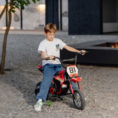 AIYAPLAY Moto Eléctrica para Niños 24V con Motor 250W Velocidad de 6-16km/h Ruedas de 12'' para Niños de 8-12 Años Rojo