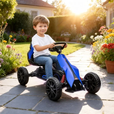 HOMCOM Go Kart Pedal Go Kart Rückwärts-uns Vorwärtsgang, für Kinder von 3 bis 8 Jahren, Blau