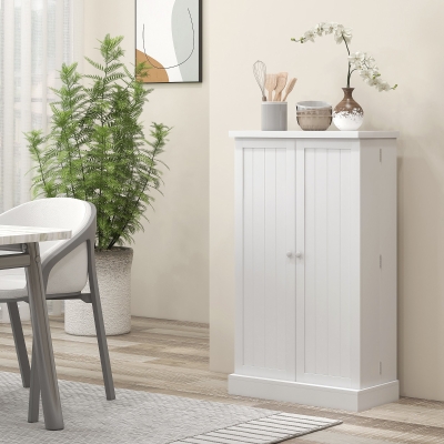 HOMCOM Armário de Cozinha Armário Despensa Cozinha com 2 Portas 16 Prateleiras Aparador Moderno 60x30x104 cm Branco