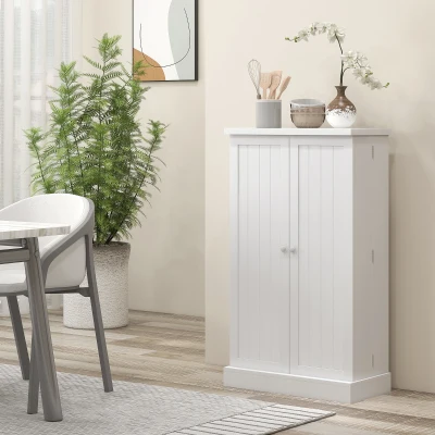 HOMCOM Armário de Cozinha Armário Despensa Cozinha com 2 Portas 16 Prateleiras Aparador Moderno 60x30x104 cm Branco