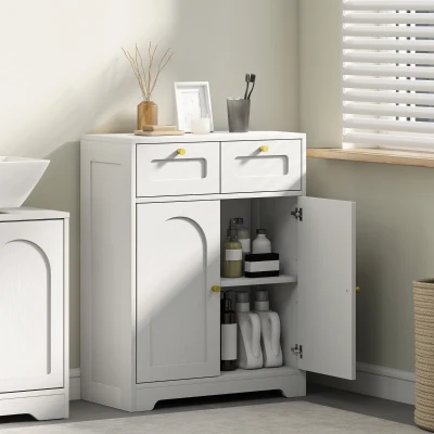 HOMCOM Bathroom Floor Cabinet with Drawers - White