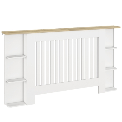 HOMCOM Cobertura para Radiadores com Prateleiras Desenho Moderno de Ripas para Sala de Estar Quarto 152x19x83 cm Branco