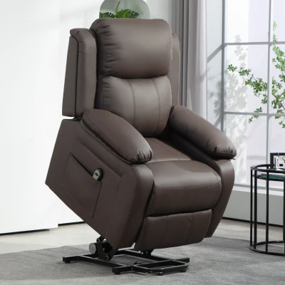 HOMCOM Sillón Relax Levanta Personas Sillón Elevador con Control Remoto Reclinación 160° Reposapiés 76x90x105cm Marrón