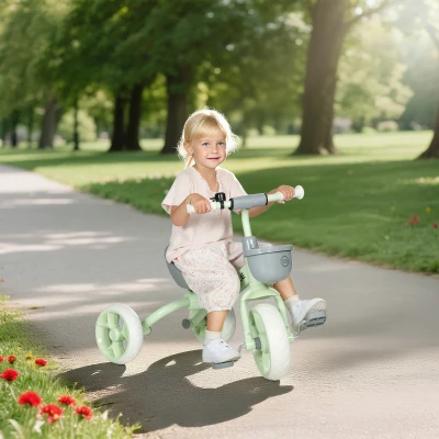 AIYAPLAY Kids Trike with Basket EVA Wheels Green