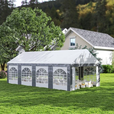 Outsunny 8x4m Galvanised Party Tent Gazebo with Sides
