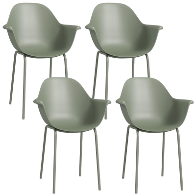 Set 4 Scaune de Gradina Stivuibile cu Cotiera