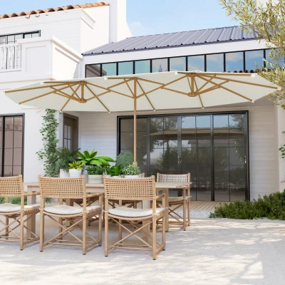 Outsunny Parasol Double 455x265cm Rectangulaire UPF30+ Acier Polyester