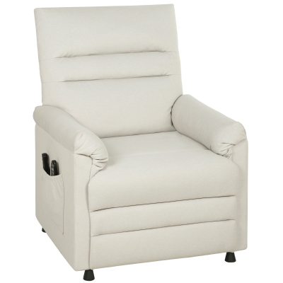 HOMCOM Sillón relax eléctrico con masaje y calefacción, sillón reclinable, reposapiés, motor silencioso, 82x99x106cm, crema