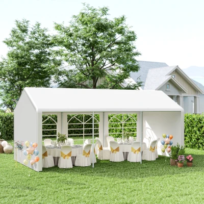 Outsunny Gazebo da Giardino 6x3m 6 Finestre e Porte a Cerniera