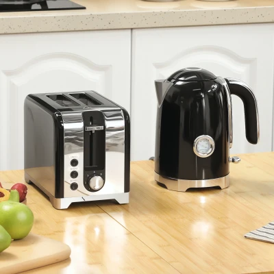 HOMCOM Retro Toaster & Kettle Set Black