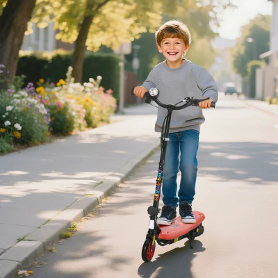 HOMCOM Foldable Electric Scooter LED Headlight Red