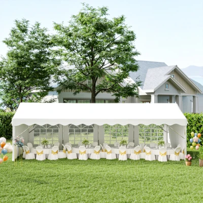 Outsunny 8x4m Heavy-Duty Garden Gazebo Steel Waterproof