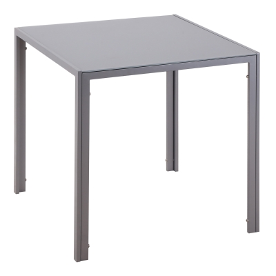 HOMCOM Mesa de Sala de Jantar de Cristal Mesa de Cozinha Quadrada para 4 Pessoas com Pés de Metal 75x75x75cm Cinza