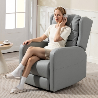 HOMCOM Massagestoel met rugleuningfunctie, kunstleer, elektrisch verstelbaar, voetsteun, zijvak, stalen frame, grijs