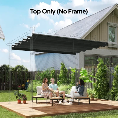 Outsunny Retractable Pergola Canopy Fabric 3x3m Dark Grey