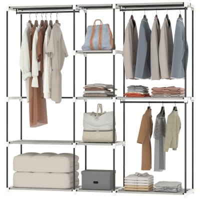 HOMCOM Armoire Ouverte Métal Gris Clair 8 Étagères 182x43x185 cm