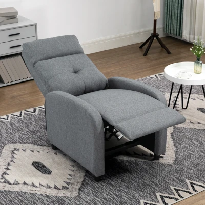 HOMCOM Fauteuil Relaxation Inclinable Effet Lin Gris