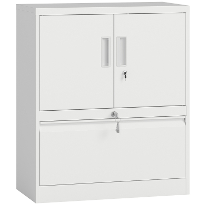HOMCOM Armadio da ufficio 80cm x 40cm x 95cm Bianco