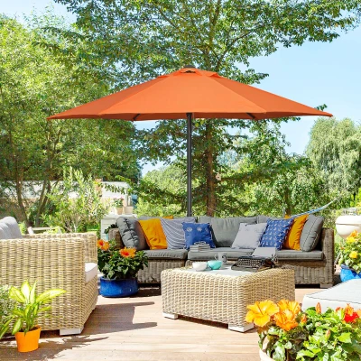 Outsunny Sonnenschirm Ø196 cm, sechseckig Balkonschirm für Strand Balkon Garten, Orange