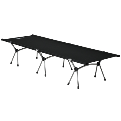 Outsunny Lit Camp Pliable Noir Aluminium 190x65x38cm