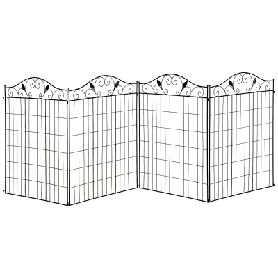 Outsunny Garden Decorative Fence - 4 Panels, 44in x 12ft, Metal Wire Landscape Border Edging