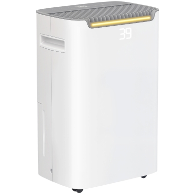 HOMCOM Deshumidificador 20L/día Depósito de Agua 2,5L Temporizador 24 H Pantalla Digital de Humedad para Dormitorio 25㎡ Blanco