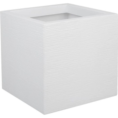 EDA Bac a fleurs carré GRAPHIT UP - 21 L - 29,5 x 29,5 x 29,5 cm - Blanc cérusié