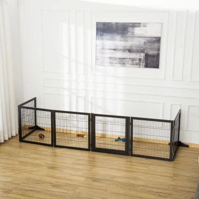 PawHut Barrière de sécurité pour chien barrière pliable à 6 panneaux avec pieds amovibles 432 x 36 x 70 cm noir