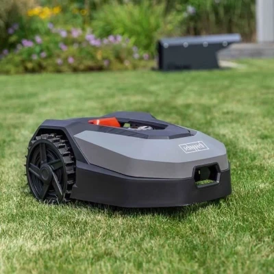 Robot tondeuse connecté 900m2 Scheppach RoboCut XXL900 avec station de recharge | Jusqu'a 900 m² | Capteur de pluie | WiFi & BT