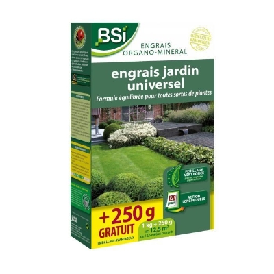 BSI - Engrais Bio - Universel - Végétaux Multiples - Gazon, Potager, Fleurs Et Autres - Action Longue Durée - 1,25Kg - 12,5m²