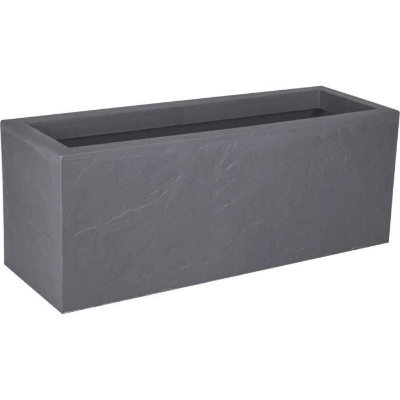 EDA Jardiniere VOLCANIA UP - 57 L - 79,5 x 29,5 x 29,5 cm - Gris galet - Décor Imitation Pierre