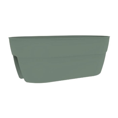 EDA Jardiniere Cavaliere OSAKA 19,5 L - 56 x 30,1 x H.20,6 cm - Vert laurier - Systeme de Fixation - Pour Balcons et Rambardes