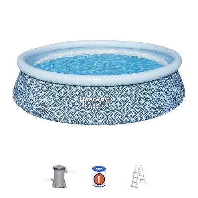 Kit Piscine gonflable BESTWAY -  Fast Set™ - 457 x 107 cm - Ronde (Filtre a cartouche, échelle, 1 cartouche)