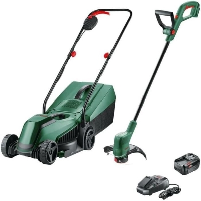 Bosch Pack 18V Tondeuse EasyMower + coupe-bordures EasyGrassCut + x1 Batterie 4,0 Ah et Chargeur