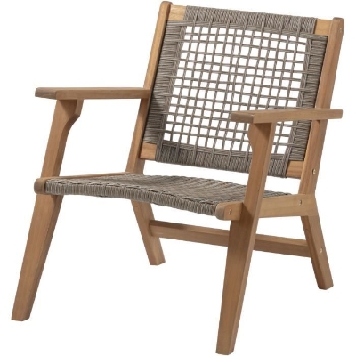 Fauteuil de jardin bas en bois d'Acacia FSC et en résine tressée - BORA - l60xP76xH73 cm