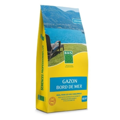 Gazon - BHS - Gazon Bord de Mer 10kg | Résistant vent, sécheresse, salinité | Beau gazon d'été, esthétique et robuste.