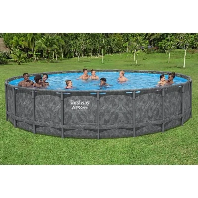 Kit piscine hors sol tubulaire BESTWAY - APX 365™  - 671 x 132 cm - Ronde (Filtre a sable, 500 g polysphere, échelle, bâche)