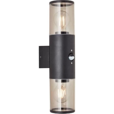 Applique extérieure SERGIORO - BRILLIANT - 2L avec détecteur - noir depoli - aluminium/plastique - IP44