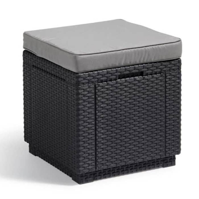 Table-pouf de jardin Keter - ALLIBERT by KETER - Cube avec coussin - Gris graphite - 47,1 L