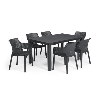 Lot de 6 fauteuils de jardin - Allibert by KETER - EVA - En résine - Coloris : gris graphite