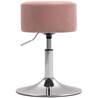 HOMCOM Bar Stool, Padded Bar Chair with Metal Frame, Corduroy Look, Height-Adjustable 360° Swivel Pink