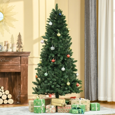 HOMCOM Artificial Christmas Tree 180 cm Pine Tree with 724 Branches Metal Stand for Indoor Use
