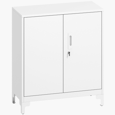 HOMCOM Metal Office Cabinet, Lockable Doors, Office Chest, 2-Tier Design, White
