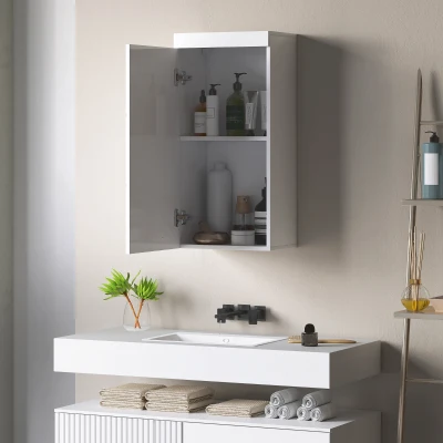 HOMCOM Two-Tier Bathroom Cabinet, Bathroom Chest, Wall-Mounted, Particleboard, MDF, White